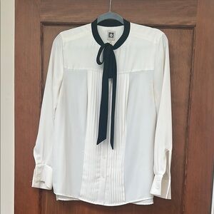 Anne Klein White Blouse with Black Tie